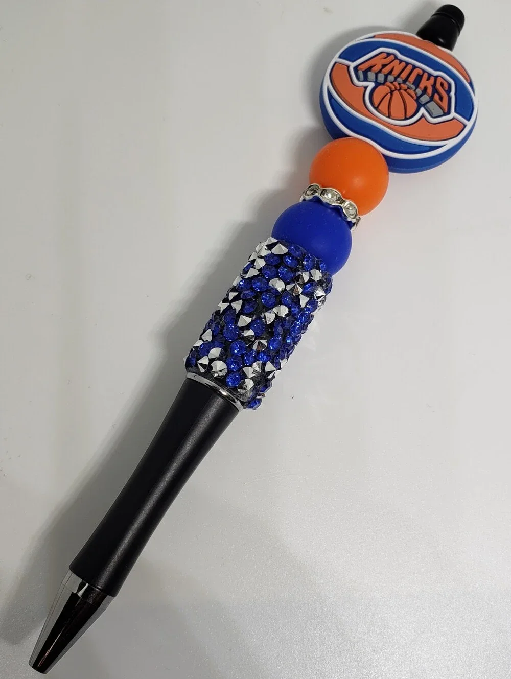 Handmade Silicone Focal Beaded Rhinestone New York Knicks Pen